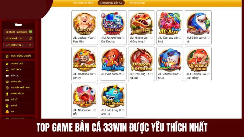 Top Game Bắn Cá 33Win Được Yêu Thích Nhất